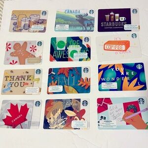 12 Starbucks Canada Cards $0 balance